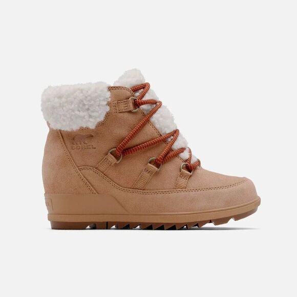 Sorel Evie Cozy Lace Bootie Womens 9.5 Tan Tawny Buff/Wood - Picture 2 of 9
